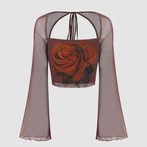 NEW CIDER LONG SLEEVE ROSE TOP SIZE S